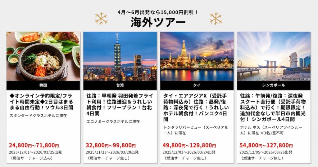 HISエイチアイエスのクリスマスキャンペーン2025年海外ツアープロモーション